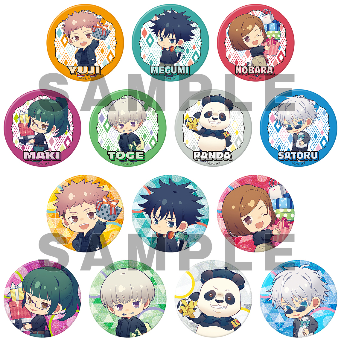 呪術廻戦 トレーディングちびキャラ トレーディングクリアカードホログラム缶バッジ